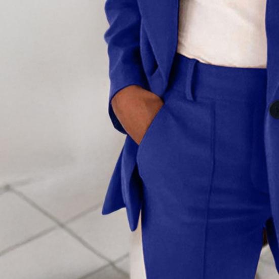 Dámské dvoudílné business oblečení s klopami, jednořadé s jedním knoflíkem, elegantní sako a kalhoty, ležérní kancelářská pracovní sada