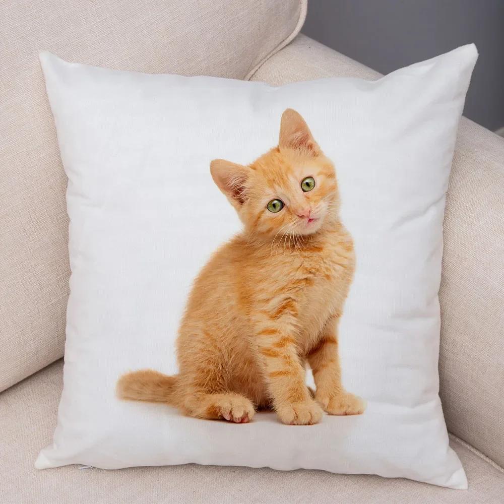 1PC 45x45cm Cute Cat Pillowcase for Home Sofa Children Room Decor Lovely Pet Animal Print Cojines Cushion Cover Pillow Case