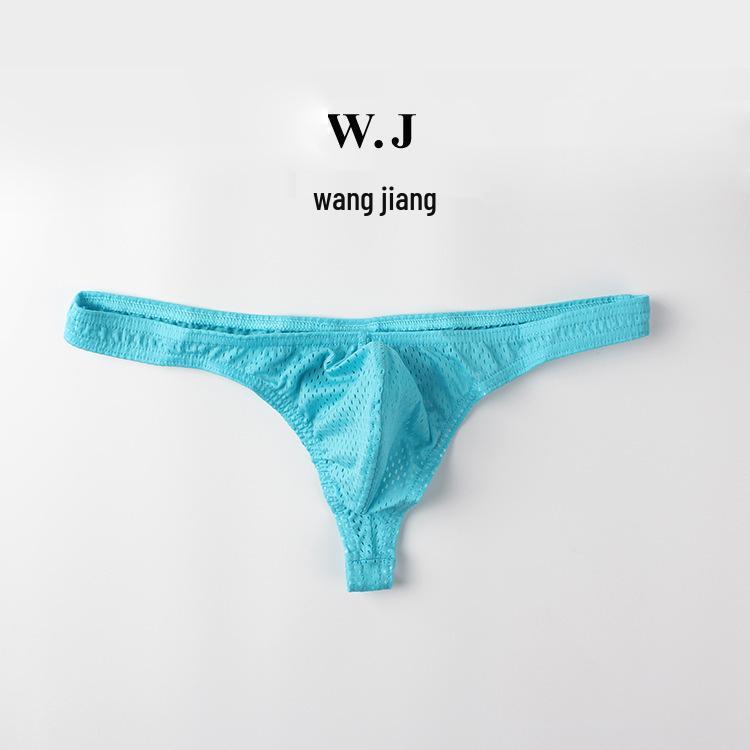 Men's Sexy Low-Rise Nylon Ice Silk Mesh Thong T-Back Underwear