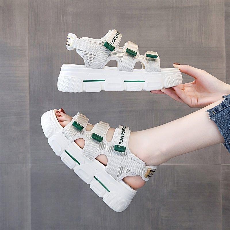 Fashion Summer Outdoor Breathable Womens Thick-soled Sandals Buckle Hook & Loop Soft Casual Sneakers Fashion Hollow Comfortable Sandals