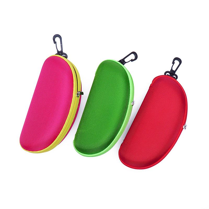 Portable Eva Glasses Case With Carabiner Hook Colorful Sunglasses Hard Cases Zipper Eyeglasses Protector Box Eyewear Accessories