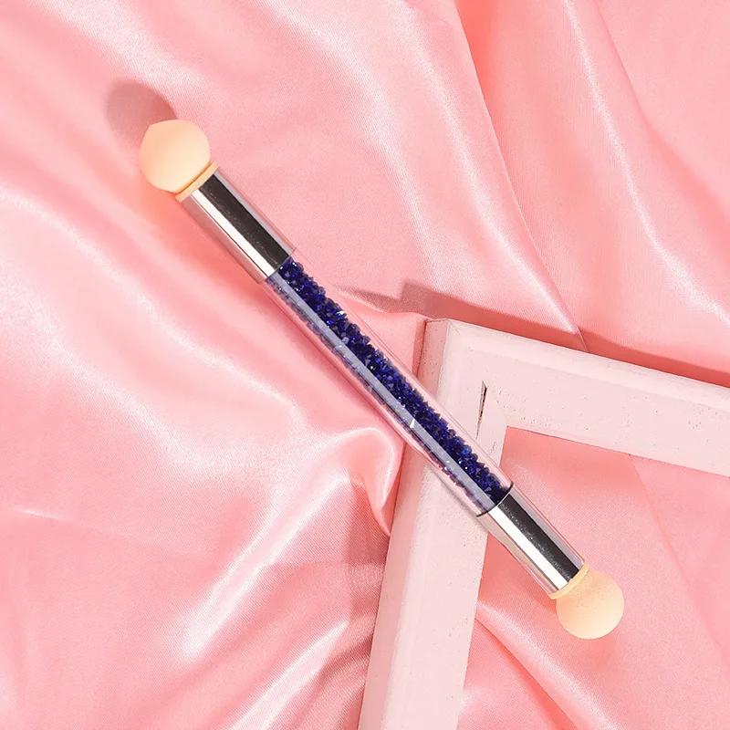 Stilo de umbrire gradient Accesorii pentru pictura pentru arta unghiilor cu două capete Perie pentru punctat unghii Cap burete Mâner cu strasuri Perie pentru arta unghiilor