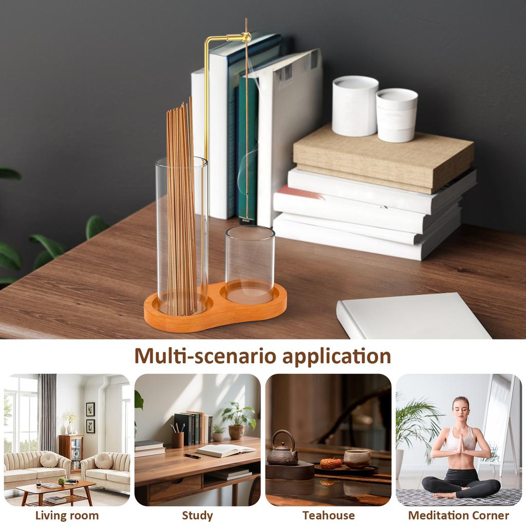 2 In 1 Incense Stick Holder Mess Free Incense Burner Holder Upside Down Incense Stand with Ash Catcher and Stick Storage Rack
