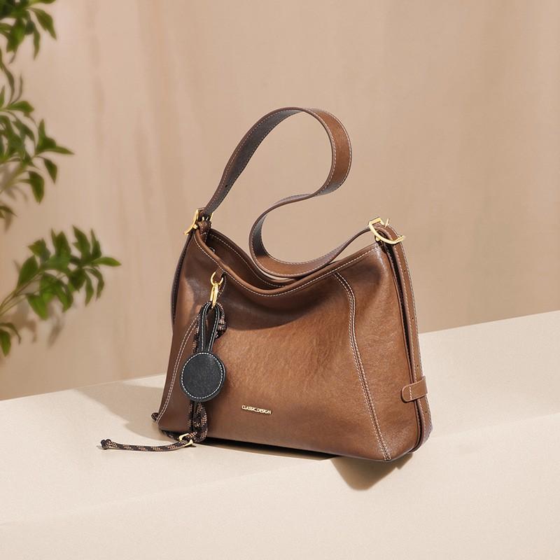 Vintage Chic Womens Shoulder Bag Medium Size Soft Structured Tote Crossbody Daily Commute