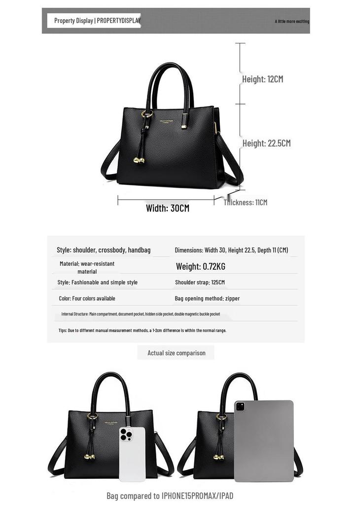 2025 Autumn/Winter Large Capacity Retro Women's Briefcase and Crossbody Tote Bag