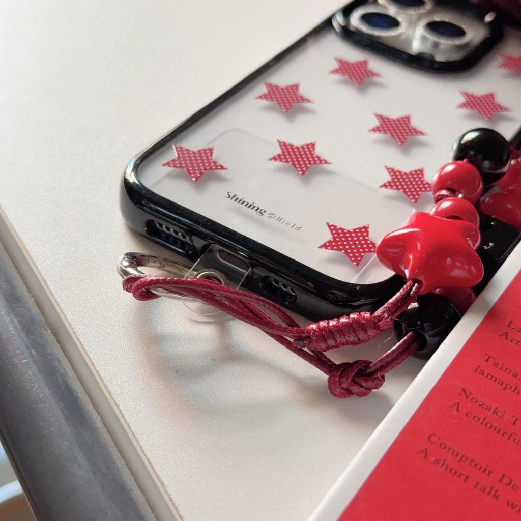 Red Polka Dot Five-Point Star Phone Case for iPhone 13-17 Pro/Pro Max