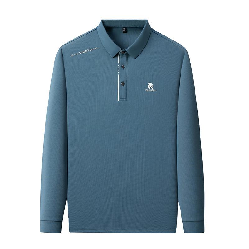New Lapel Men's Polo Shirt Casual Long-sleeved T-shirt Autumn Young Seamless Bottoming Shirt Solid Color Dad Dress.