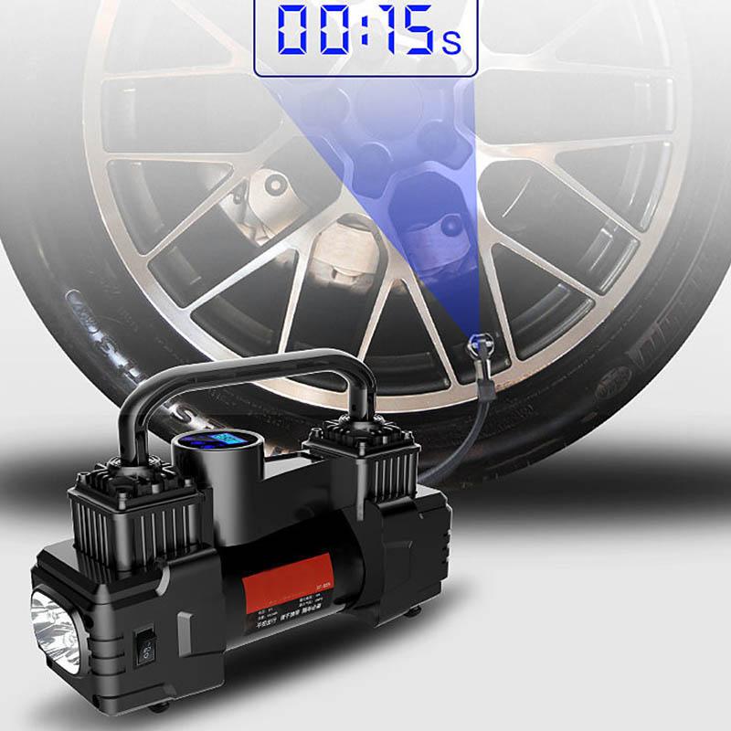 Pompă gonflabilă pentru mașină, dublu cilindru, de mare putere, pompă de aer portabilă pentru mașină, anvelopă, 12 V, pompă electrică de înaltă presiune, pompă universală pentru autovehicule.