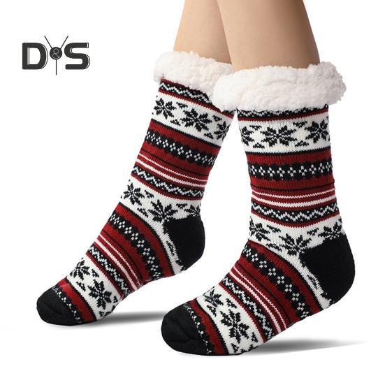 

Ультратолстые кашемировые носки-тапочки, зимние теплые пушистые домашние носки с нескользящими силиконовыми накладками для женщин и мужчин 40-45 красный черный