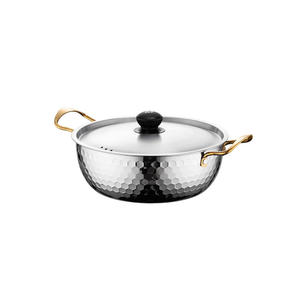 Stainless Steel Soup Pot Double Handle Milk Pot Hot Pot Korean Ramen Pot  Induction Cooker