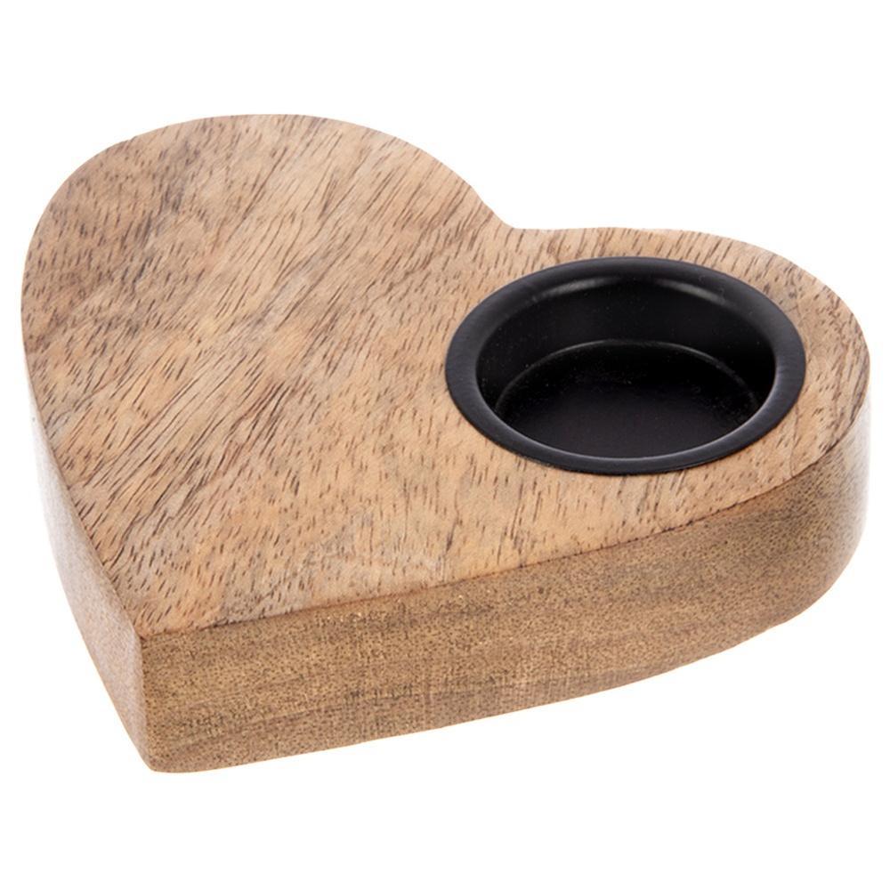 Świecznik Drewniany Stojak Podstawka Świeczkę Tealight Stół Serce 13 Cm