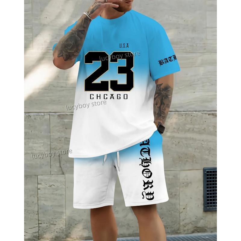T Men T-Shirt Shorts Pants Suit Casual Short Tracksuit  Vintage Outfit Sportswear Male Clothing