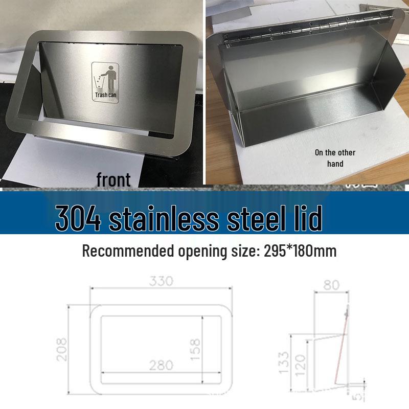 Stainless Steel Built-In Trash Can with Hidden Side Disposal Opening