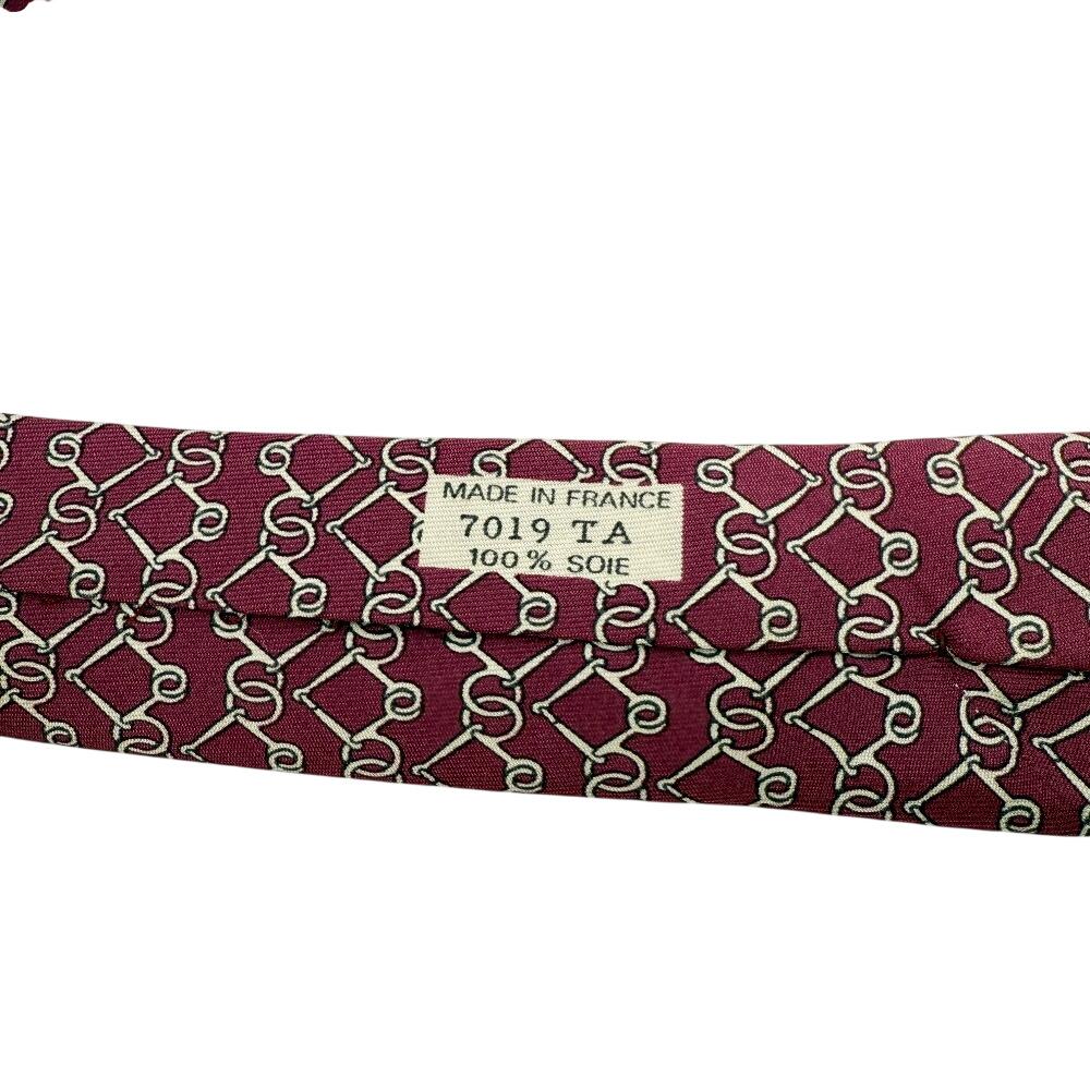 Hermes Gesamter Griff Seidenkrawatte Bordeaux Seide Herren Gebraucht