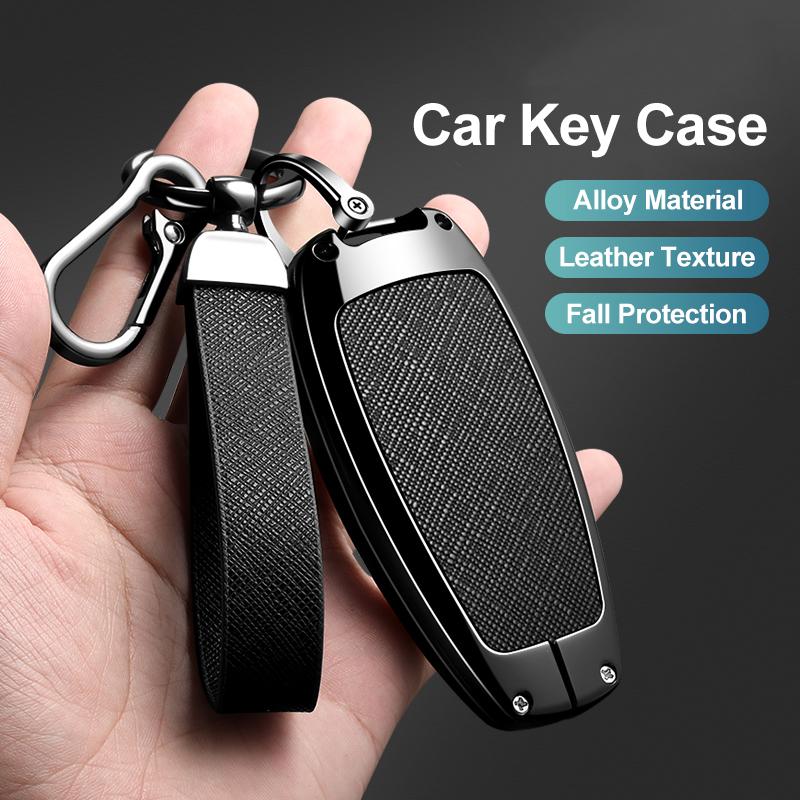3/4 Button Zinc Alloy Leather Car Key Case For Hyundai Tucson Santa Fe Tucson Tuscany Nexo Nx4 Atos Prime Solaris I30