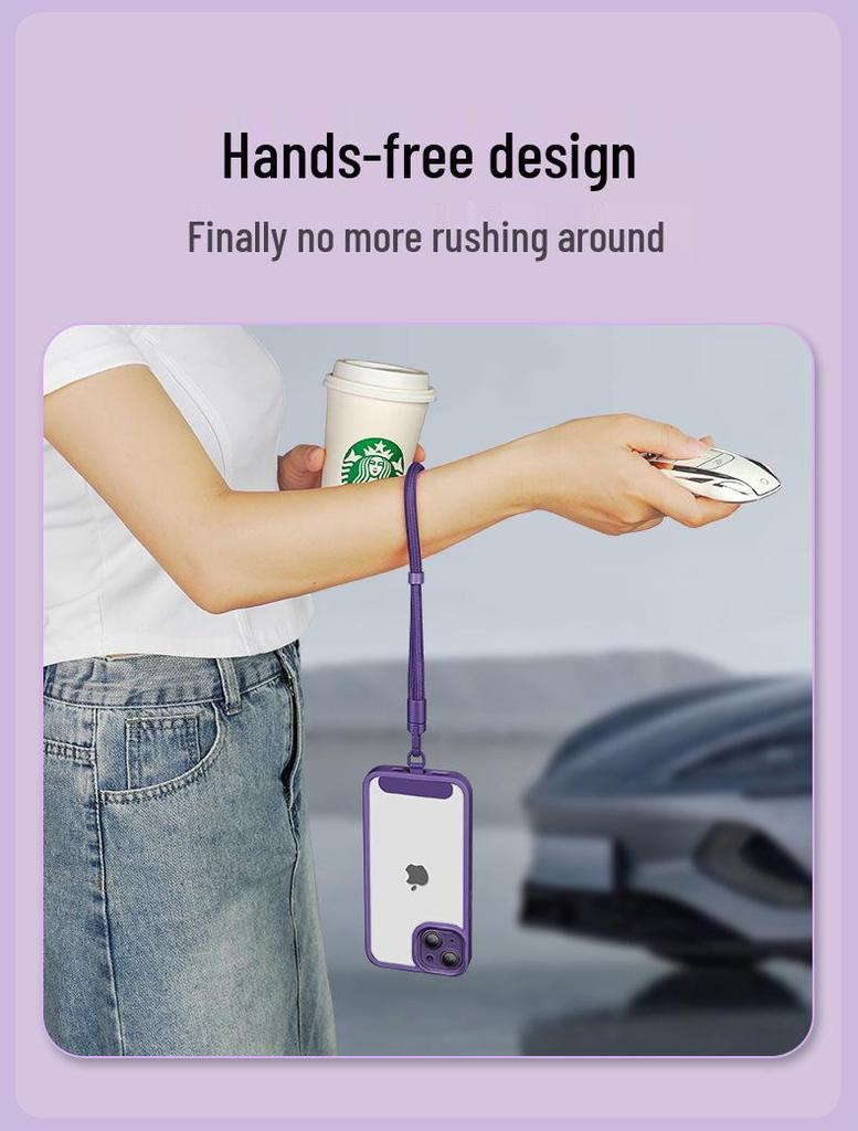 Adjustable Length Anti-Theft Mobile Lanyard with Stainless Steel Clip