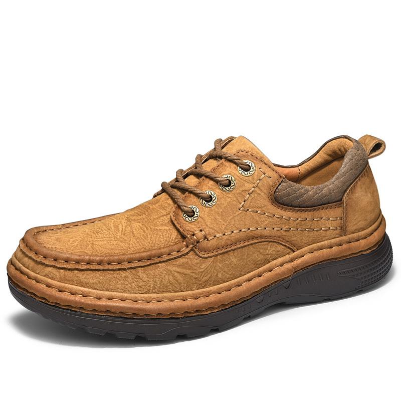 Fashion Genuine Leather Mens Loafers Anti-slip Rubber Man Casual Shoes Vintage Style Walk Shoes Slip-On Hiking Footwear Luxury Moccasins