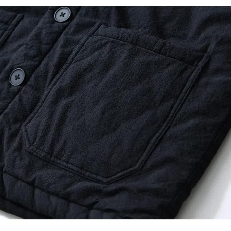 Autumn and Winter Warm Mens Jackets Chinese Style Traditional Clothing Padded Button Jacket Casual Lapel Collar Thicken Parkas Coat