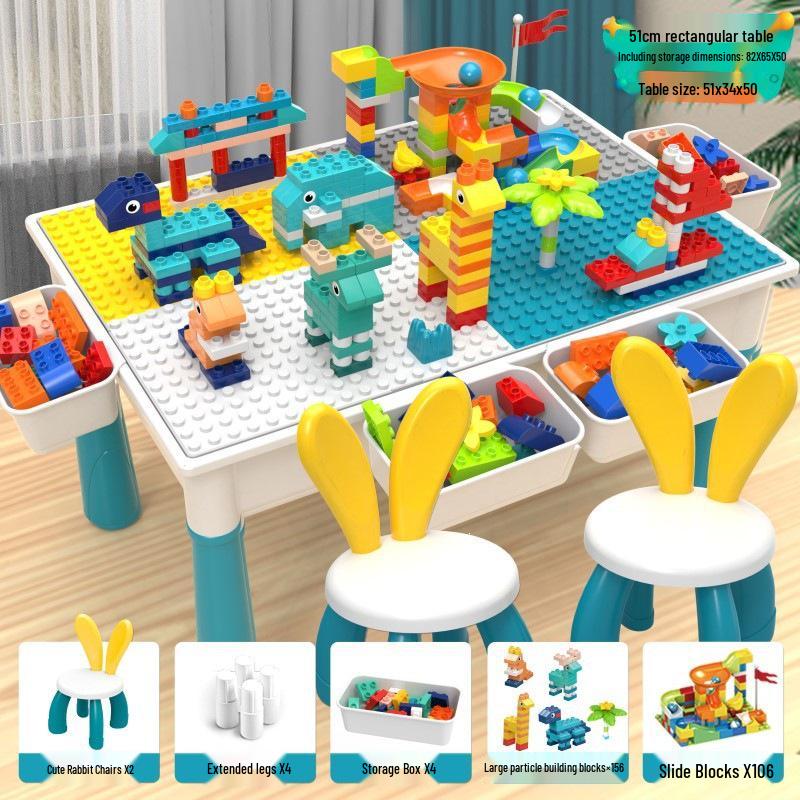 Multifunctional Large Particle Building Block Table for Kids: Educational Toy for Boys, Girls, and Babies