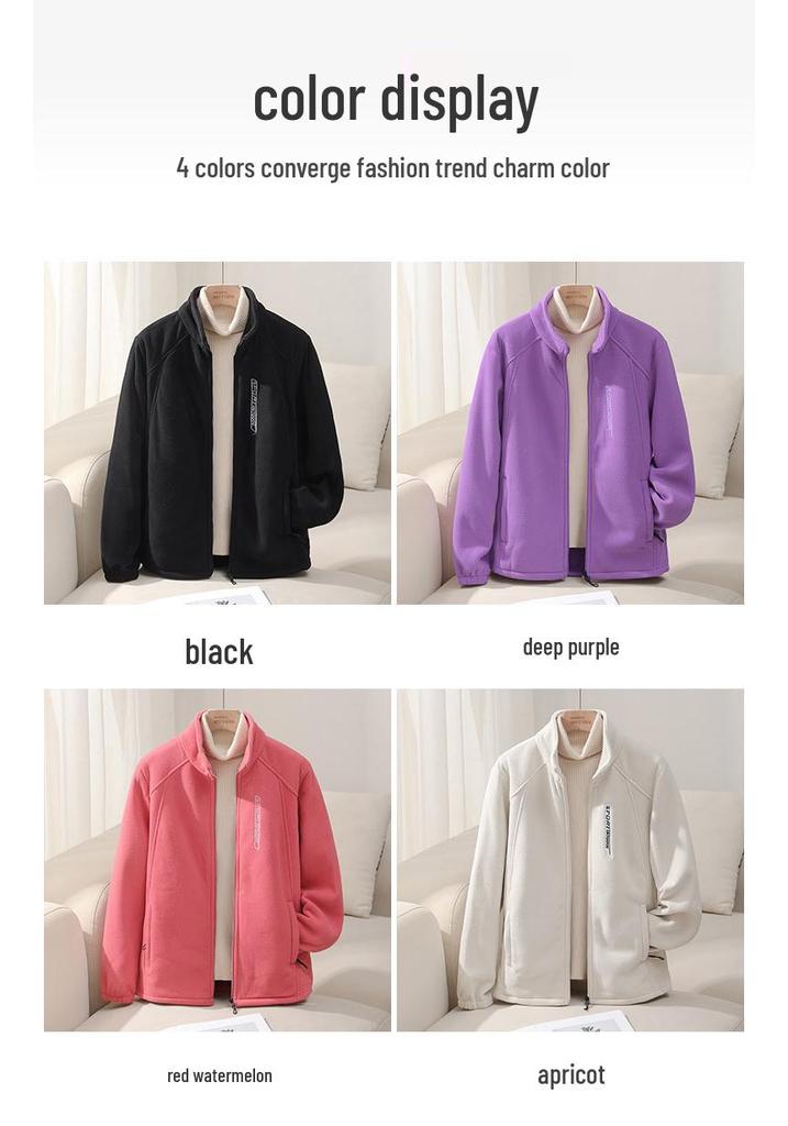 Double-Sided Fleece Women's Hoodie - Soft, Skin-Friendly, Stand Collar, Zipper for Autumn/Winter