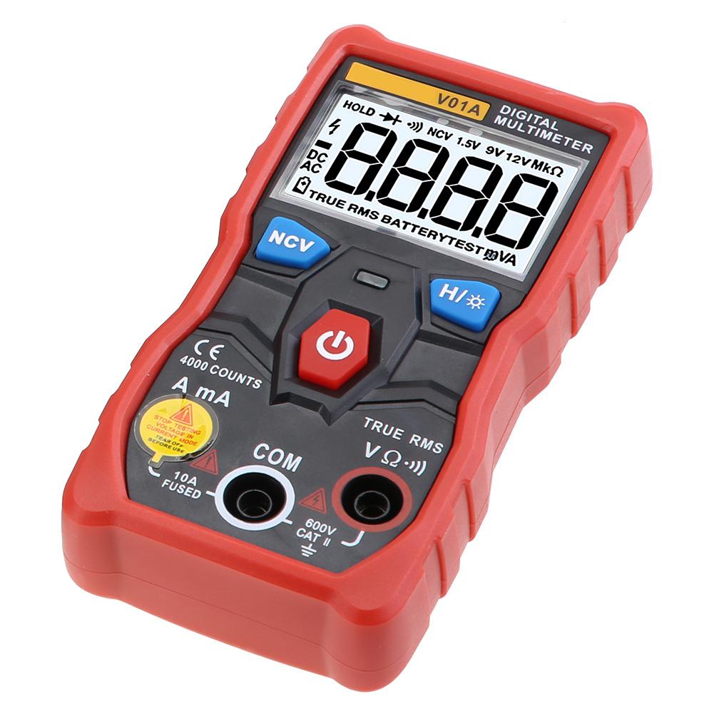 ANENG V01A Auto Range True RMS Digital Multimeter ACDC Current Voltage Ohm Tester (Red)
