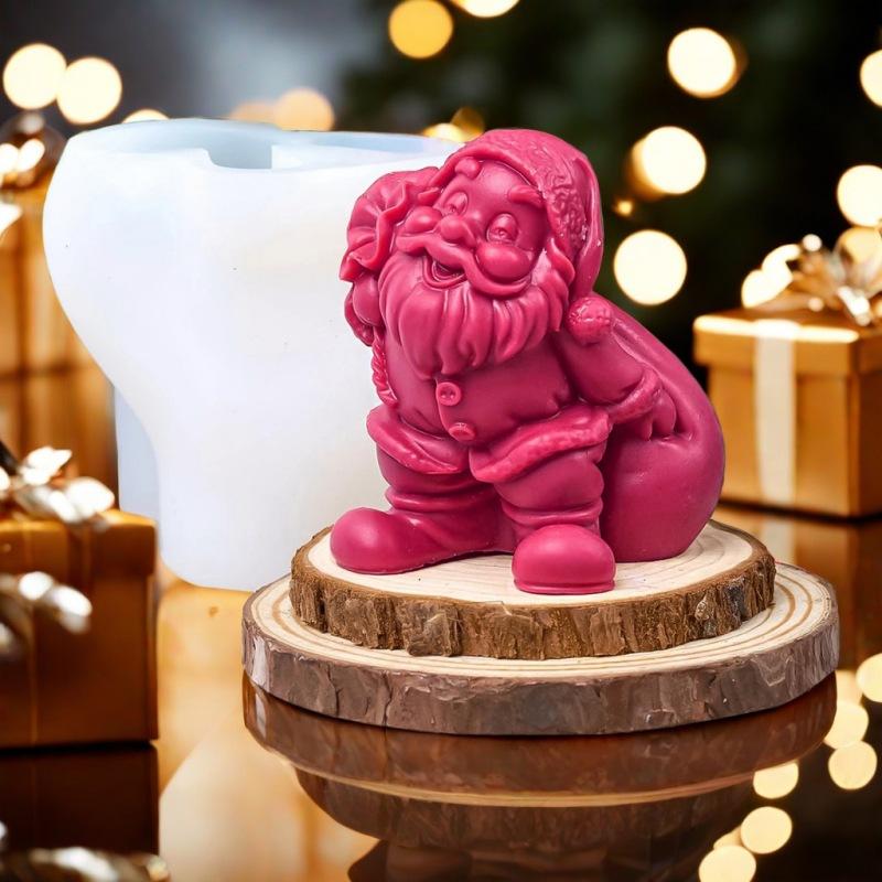 3D New Santa Claus Candle Silicone Mold Dome Tip Hat Series Santa Claus Aromatherapy Gypsum Resin Mold Christmas Decorative Gift