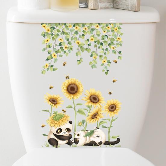 Toilet Sticker Creative Flower Pattern Toilet Lid Sticker Removable No Residue Wall Decals for Home Bathroom