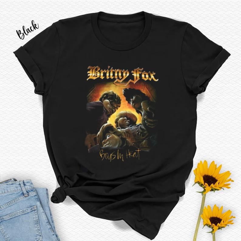 Neues Jungen in Hitze Britny Fox Einseitig Schwarz Baumwolle Unisex Hemd Volle Größe NZ251