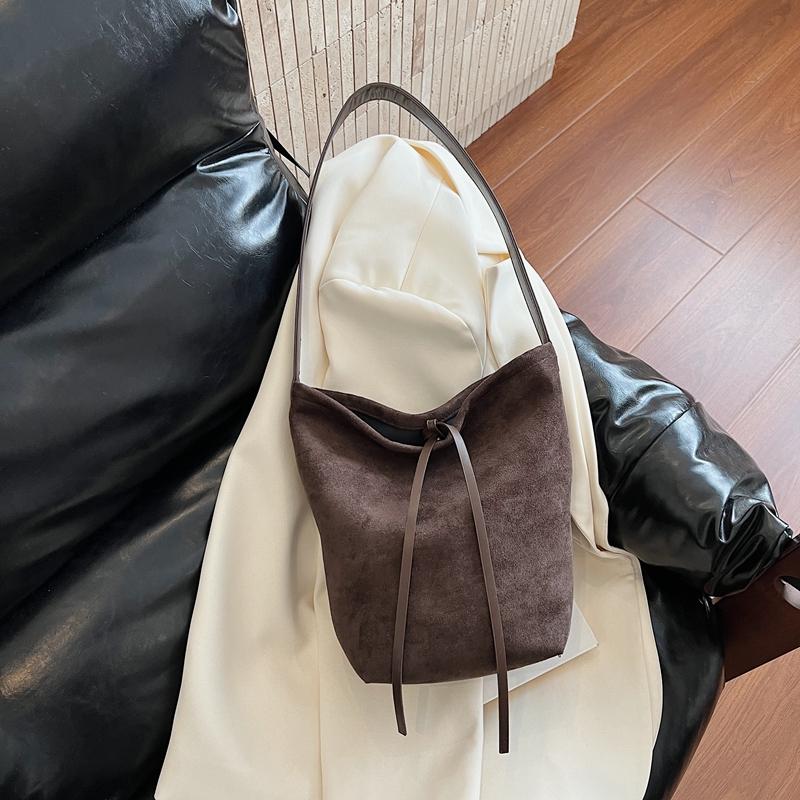 Solid Color Casual Bow Korean Version Fashion Matte Large Capacity Retro Tote Underarm Bag Women