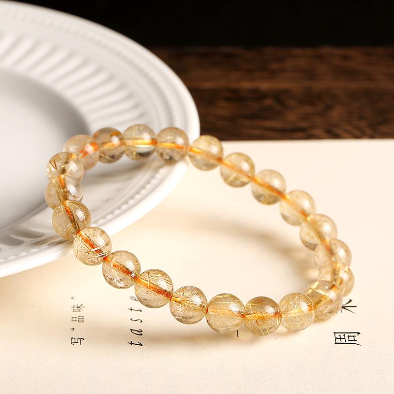 9mm Blond Armbånd Naturlig Blond Titanarmbånd Hårkrystallarmbånd
