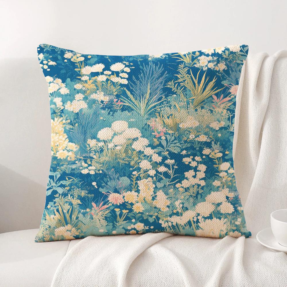 Classic Pattern Cushion Cover Natural Linen Organic Fabric Double-Sided Printing Sofa Home Decor Gift Pillow Cover