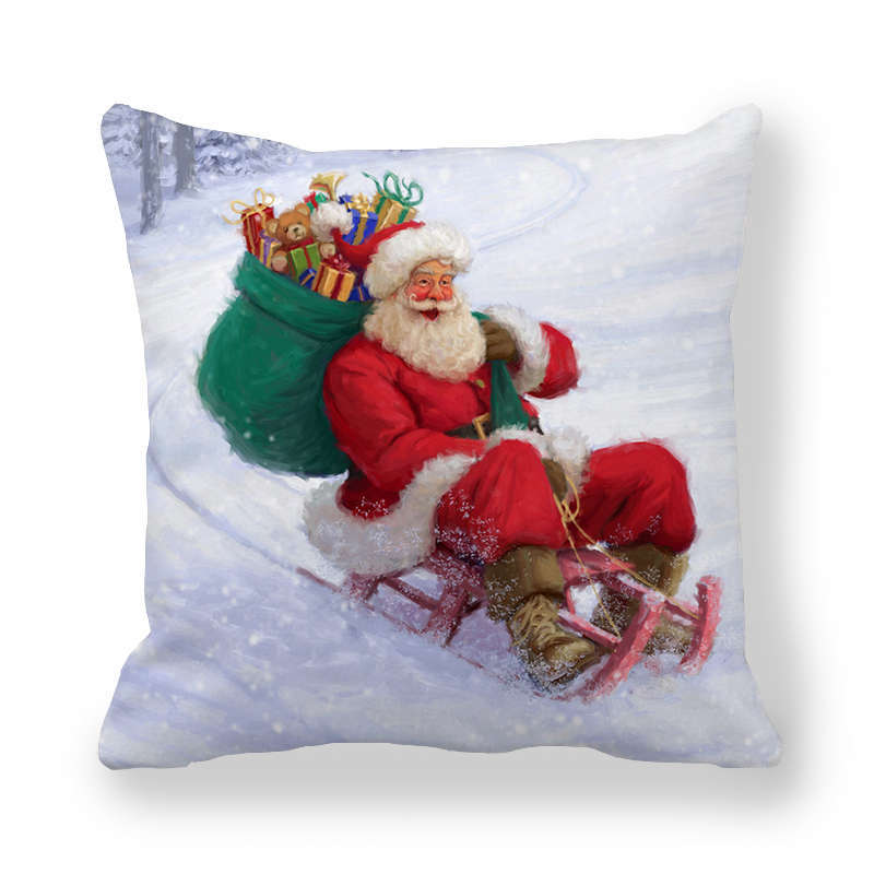 Merry Christmas Decorations Print Cushion Cover Home Living Room Sofa Decoration Square Pillow Cover 45x45cm