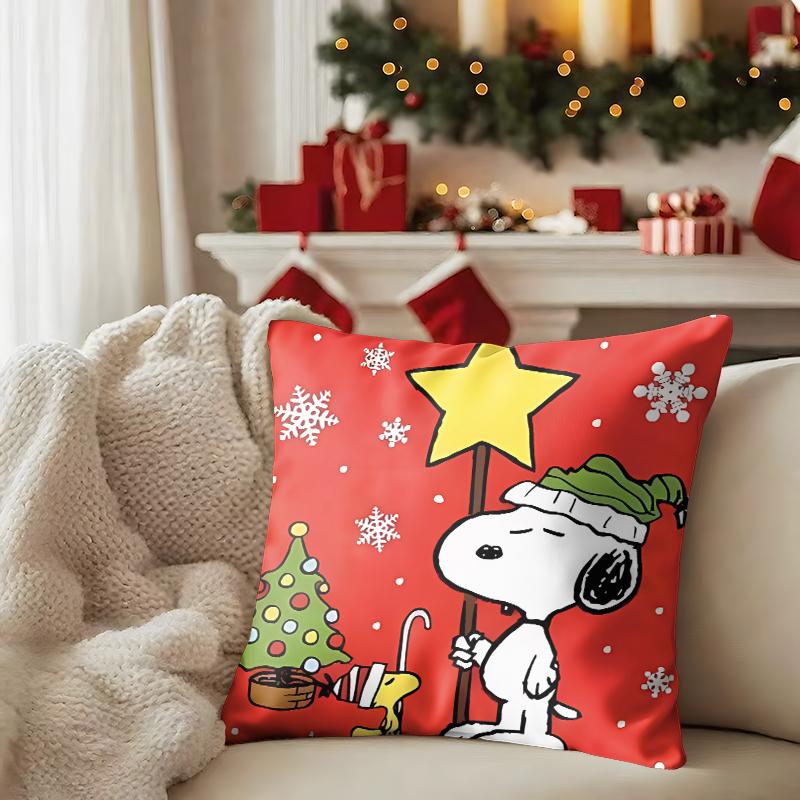 

Snoopy Christmas Carnival: Garland accompanied by a pillow cover with surprise gifts to enhance the sense of home atmosphere 16x16Inch