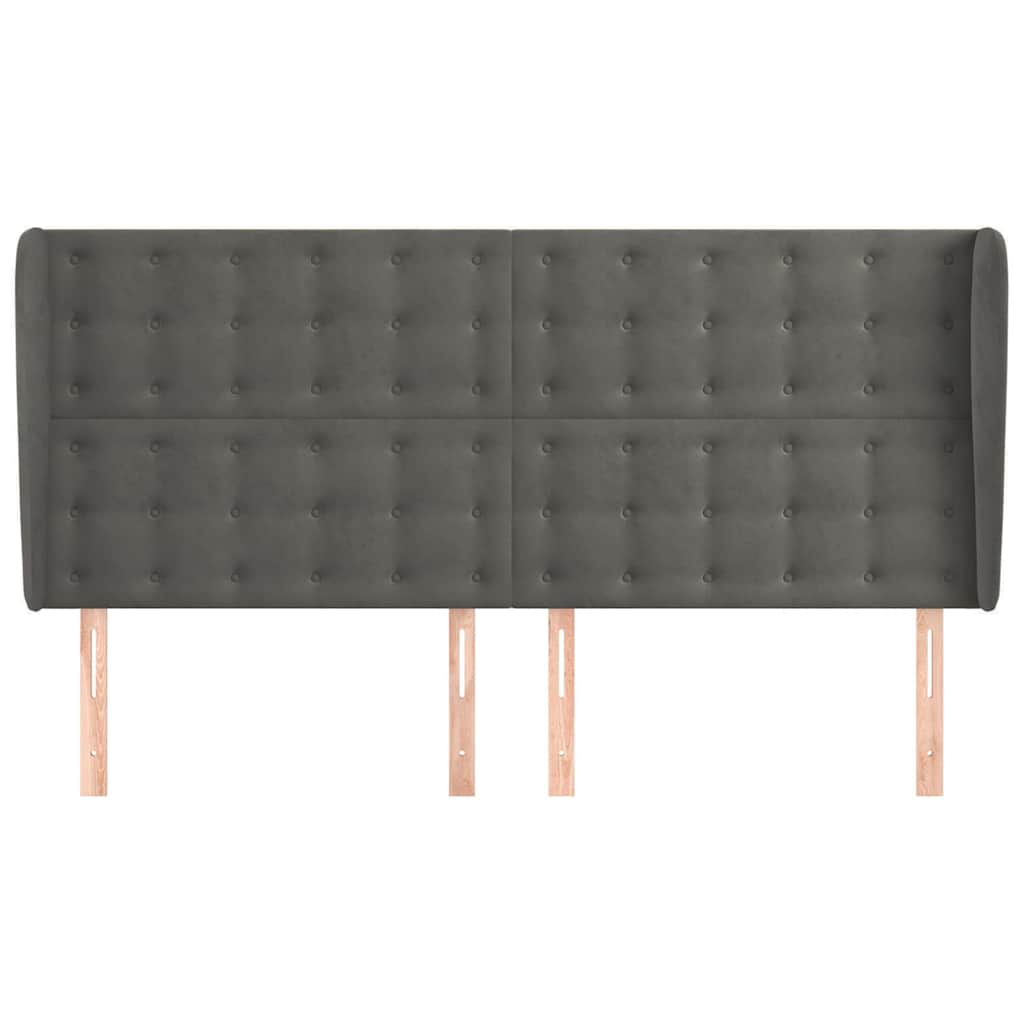 vidaXL Kopfteil mit Ohren Dunkelgrau 163x23x118/128 cm Samt