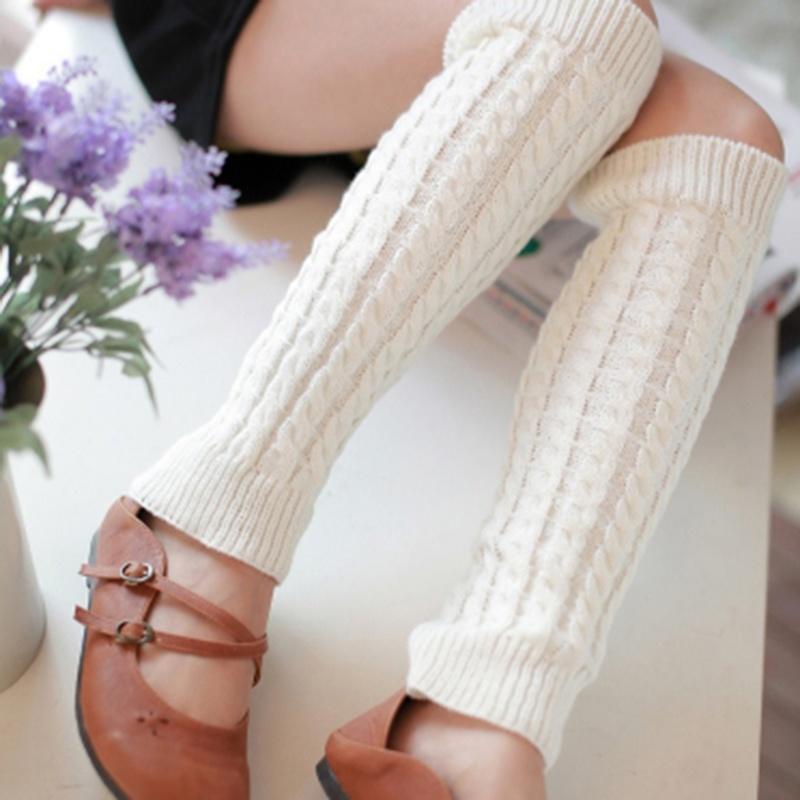 Moda Mujer Invierno Punto Ganchillo Tejido Calentadores de Pierna Legging Cubrebotas 10 Colores