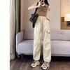 American Women's 2024 Summer Ice Silk Quick-Dry High-Waisted Cargo Pants - Breathable, Thin, Cuffed, Nine-Point Casual Trousers