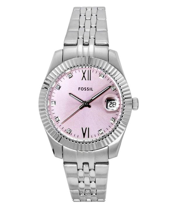 Fossil Scarlette Stainless Steel Pink Sunray Dial Quartz ES5403 Women's Watch