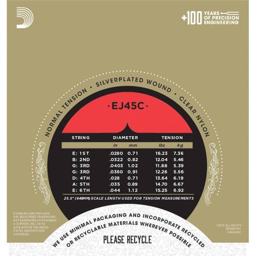 D'Addario ProArte Long-Lasting Composite Normal Classical Guitar Strings EJ45C