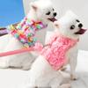 Pet Dog Lace Dress with Leashes Small Pet Harness Bichon Dress Pullover Outfit Dog Photo Clothes