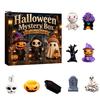 Halloween Home Table Decor Advent Calendar with 9 Mini Resin Figures, Day Spooky Countdown Decorative Figures for Windows To Calendar, Surprise