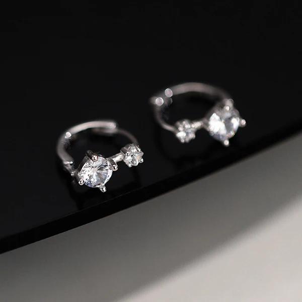 Real 925 Silver Zircon Round Hoop Earrings for Women Classic Geometric Fine Jewelry Minimalist Accessories