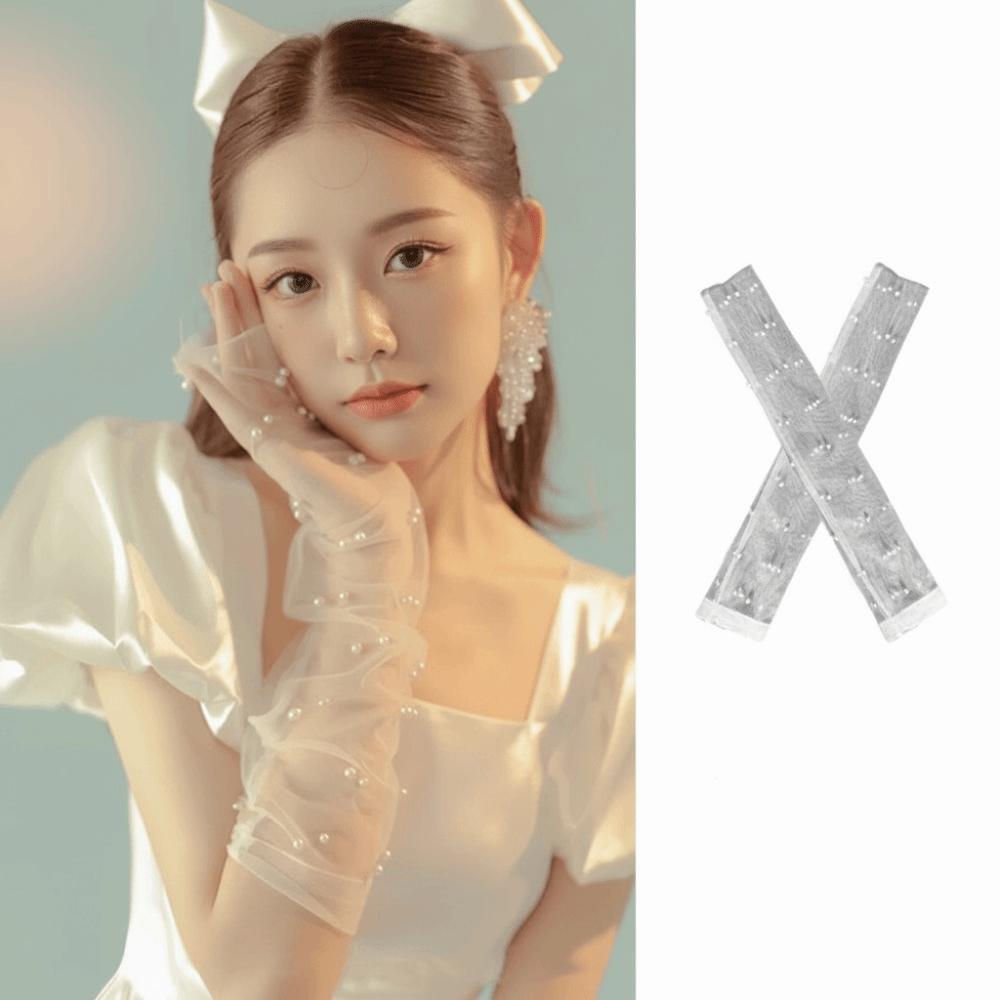 White Wedding Bridal Gloves Lace Long Finger Mittens Retro Satin Long Gloves  Women