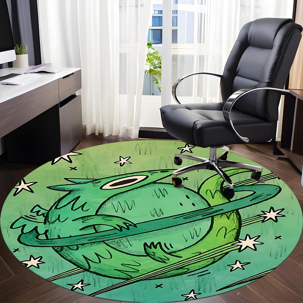 1pc Space Creature Office Round Area Rug,  Mat Suitable For Office, Under Office Chairs Bedroom Living Room Home Decor, Room Deco
