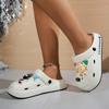 Women's Summer Casual Clogs Cute Cartoon Shoe Charms Height Increasing Non‑Slip Indoor Outdoor Slippers for Beach