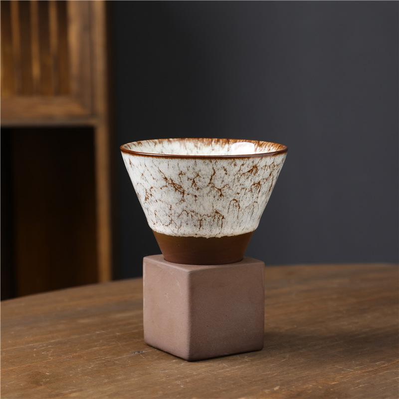 Rough Pottery Mug Creative Cup Ins Style Cup Ceramic Retro Coffee Cup Milk Tea Drink Cups Includes Base