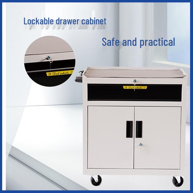 Mobile Locking Tool Trolley Cabinet with Pegboard and Drawers for Workshop Maintenance
