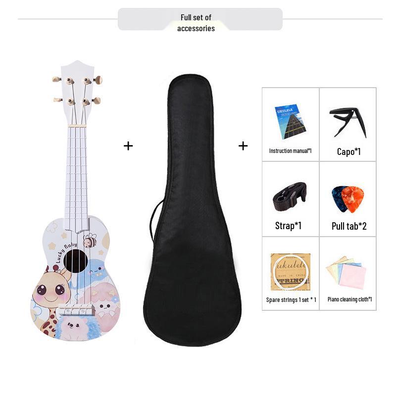 Giraffe Cartoon Ukulele - Cute Entry-Level Musical Instrument for Beginner Students