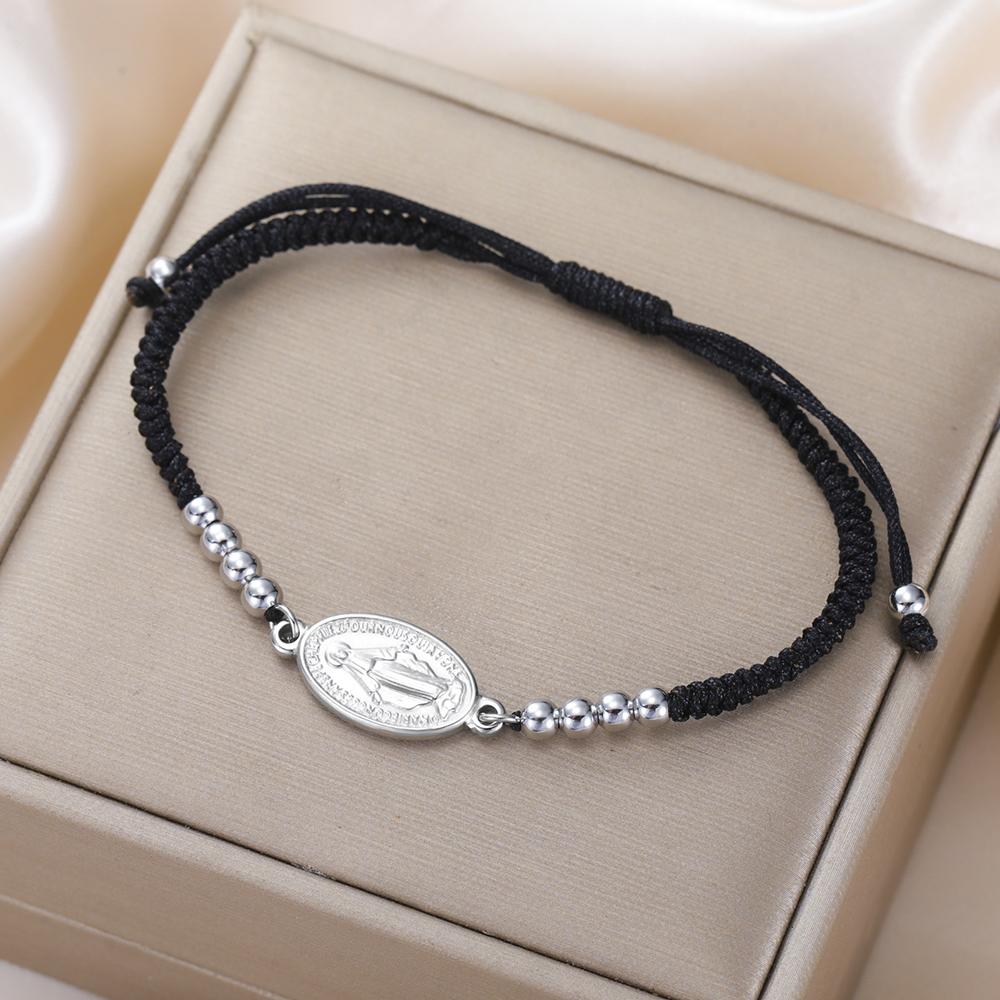 Dawapara Jungfrau Maria Kreuz Armband Verstellbar Jesus Mutter Gebet Segen Armband Edelstahl Religiöser Schmuck