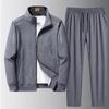 Plus Size Men's Casual Three-Piece Sports Jacket Set for Middle-Aged and Elderly - Loose Fit Sweatshirt for Spring and Autumn