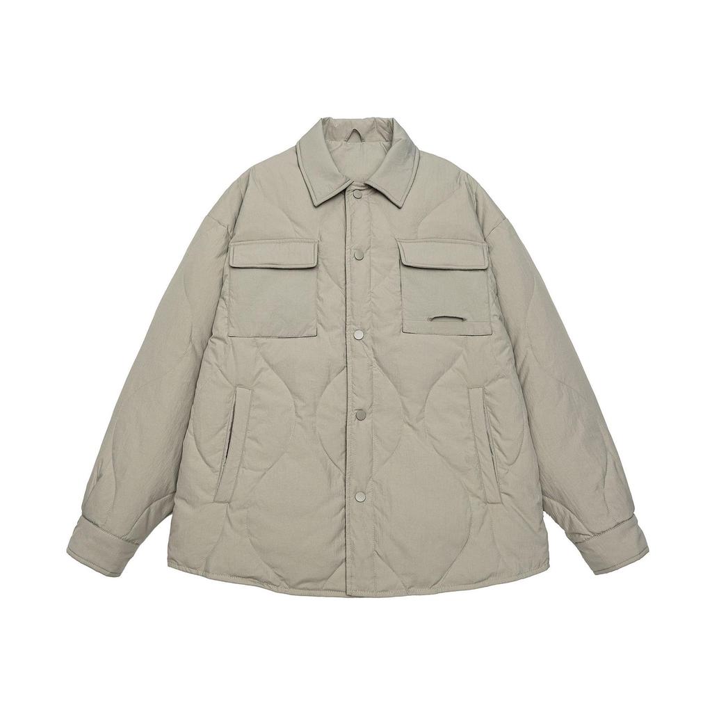 Men's 90% White Duck Down Lightweight Winter Shirt Jacket - Loose Lapel, Plus Size